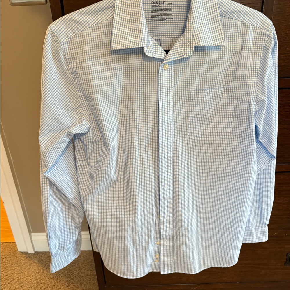 Cat & Jack Light Blue Checkered Button Down Shirt